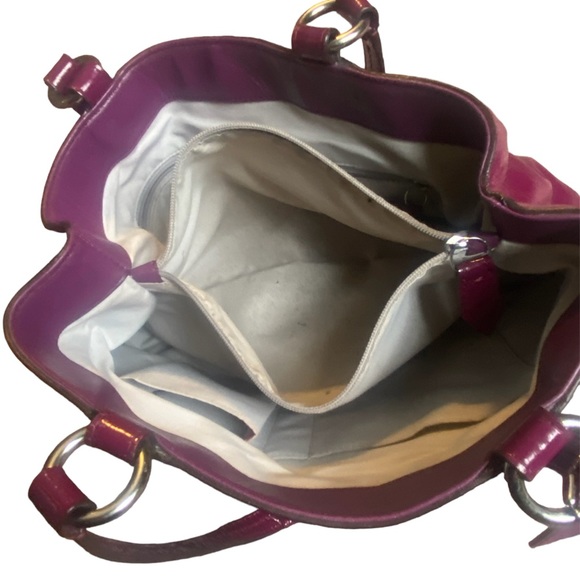 Coach Soho Shiny Patent Leather Buckle Bag Plum Purple - Picture 10 of 11